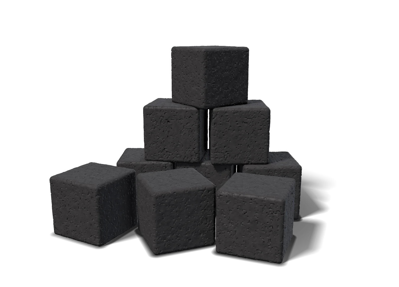 A stack of DRAGON Cubes 26 coconut charcoal briquettes