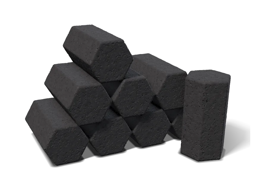 DRAGON Hexa coconut charcoal briquettes, 23 × 48 mm, unlit