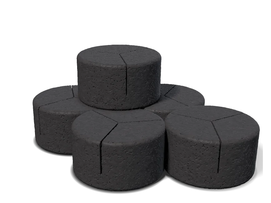 DRAGON 3 Slices coconut charcoal briquettes, 50 × 27 mm, unlit